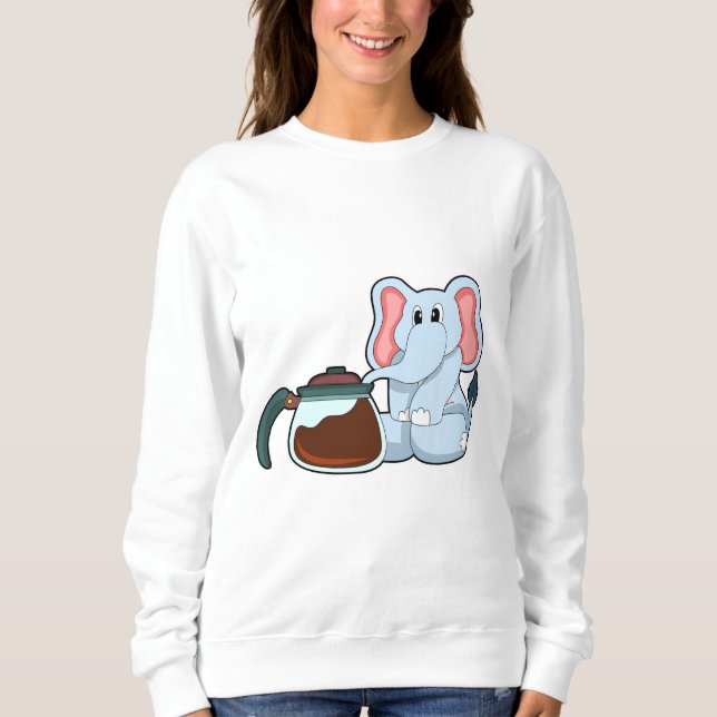 Elephant with Coffee pot Sweatshirt (Front)