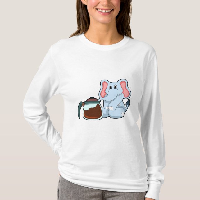 Elephant with Coffee pot T-Shirt (Front)