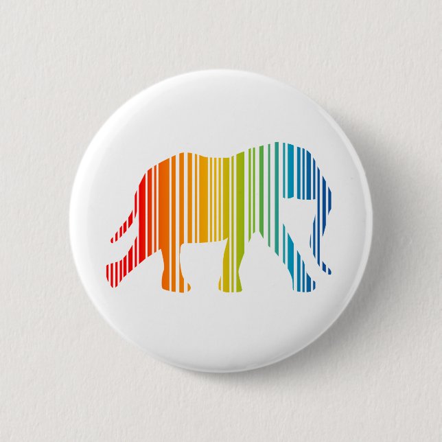 Elephant with Color Bar Code Pinback Button (Front)