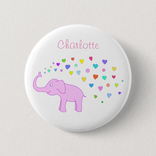 Elephant with color hearts button (Front)