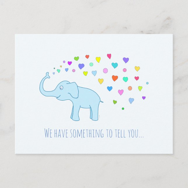 Elephant with color hearts postcard (Front)