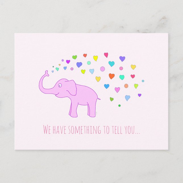 Elephant with color hearts postcard (Front)
