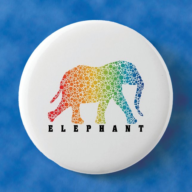 Elephant with Colors Pinback Button (Creator Uploaded)