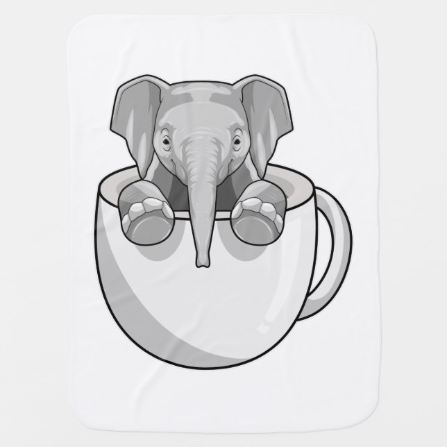 Elephant with Cup Baby Blanket (Front)
