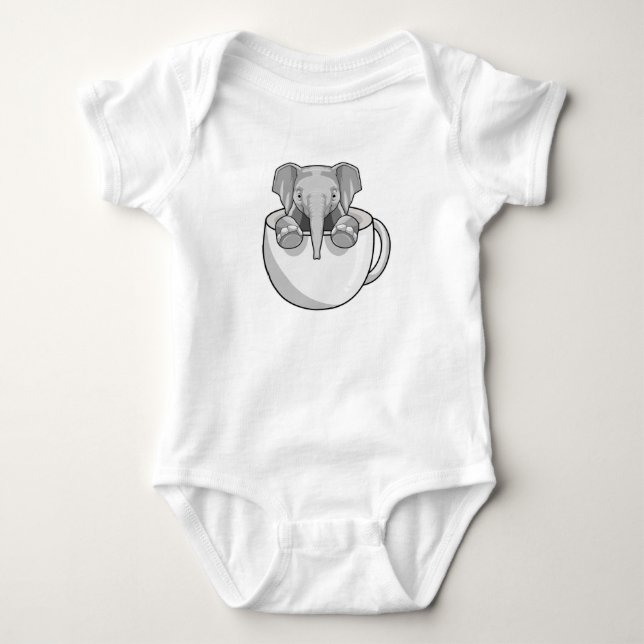 Elephant with Cup Baby Bodysuit (Front)