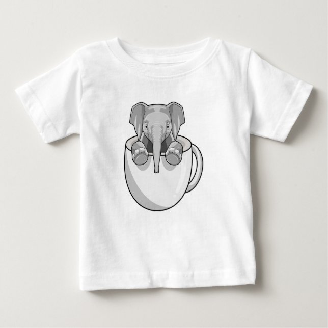 Elephant with Cup Baby T-Shirt (Front)