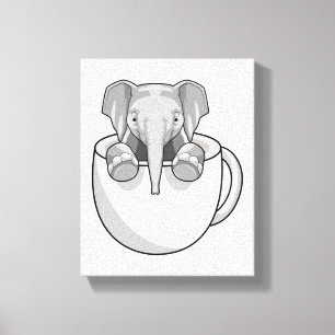 Elephant with Cup Canvas Print