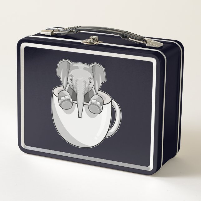 Elephant with Cup Metal Lunch Box (Front)