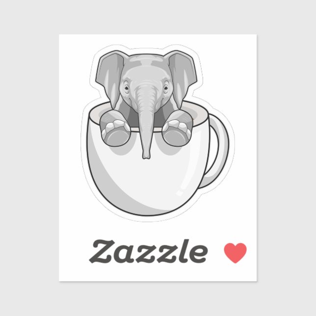 Elephant with Cup Sticker (Sheet)