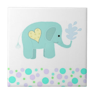 Elephant with Dots Ceramic Tile