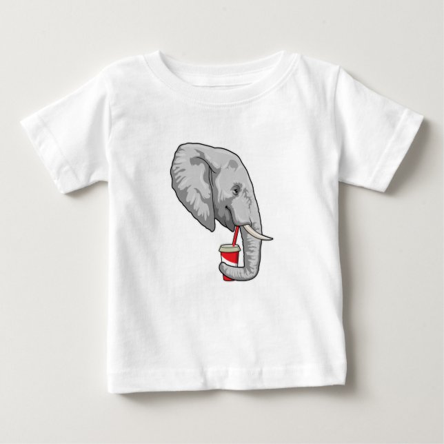 Elephant with Drink Baby T-Shirt (Front)