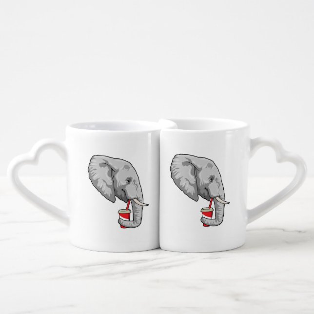 Elephant with Drink Coffee Mug Set (Front Nesting)