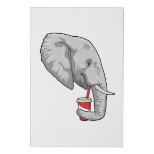 Elephant with Drink Faux Canvas Print