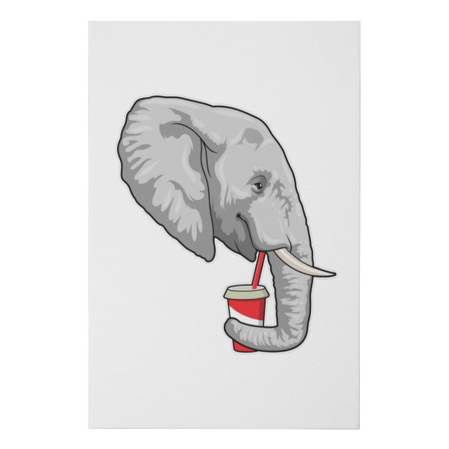 Elephant with Drink Faux Canvas Print (Front)