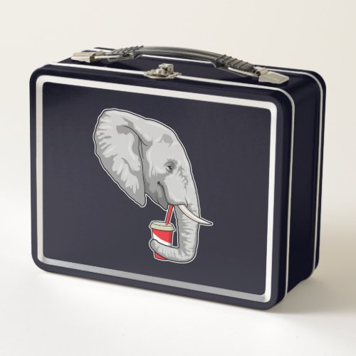 Elephant with Drink Metal Lunch Box