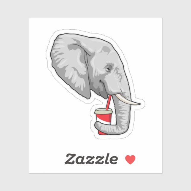 Elephant with Drink Sticker (Sheet)