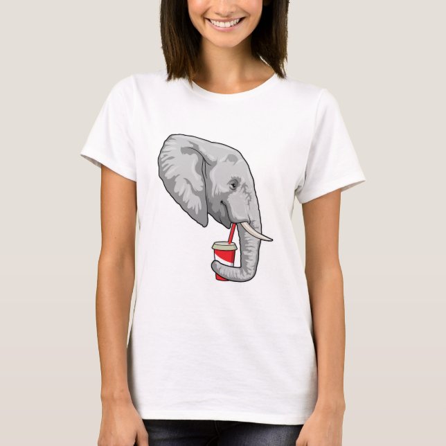 Elephant with Drink T-Shirt (Front)