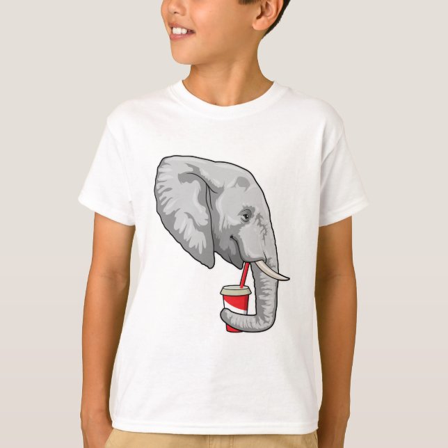 Elephant with Drink T-Shirt (Front)