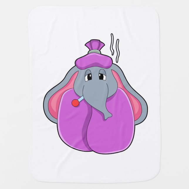 Elephant with Fever thermometer Baby Blanket (Front)