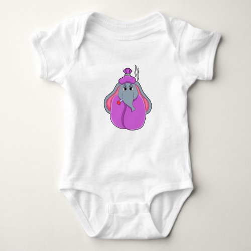 Elephant with Fever thermometer Baby Bodysuit