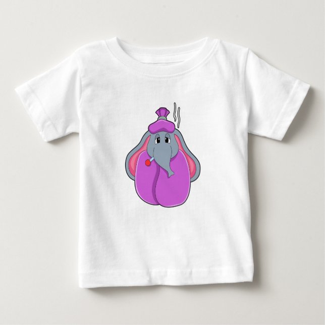Elephant with Fever thermometer Baby T-Shirt (Front)