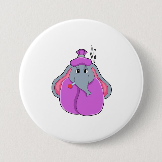 Elephant with Fever thermometer Button (Front)