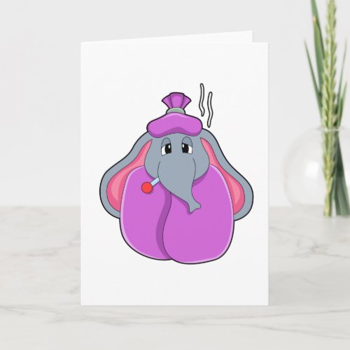 Elephant with Fever thermometer Card