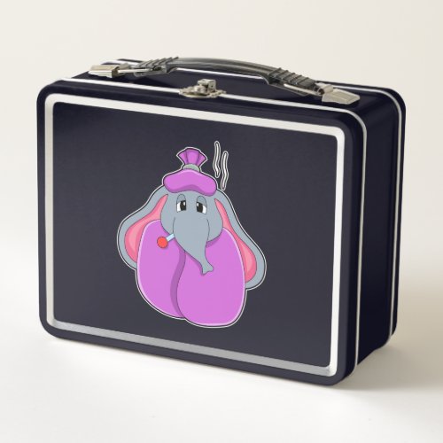 Elephant with Fever thermometer Metal Lunch Box