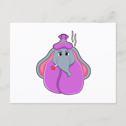 Elephant with Fever thermometer Postcard