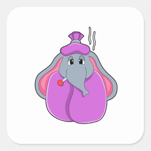 Elephant with Fever thermometer Square Sticker