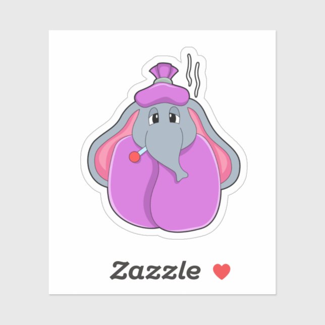 Elephant with Fever thermometer Sticker (Sheet)