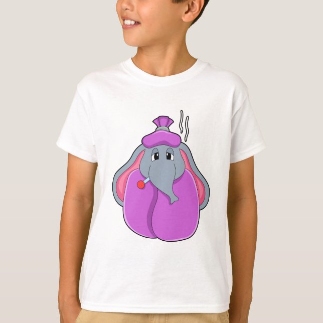 Elephant with Fever thermometer T-Shirt (Front)
