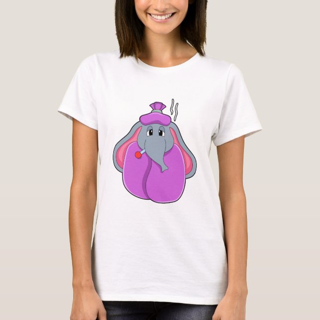 Elephant with Fever thermometer T-Shirt (Front)