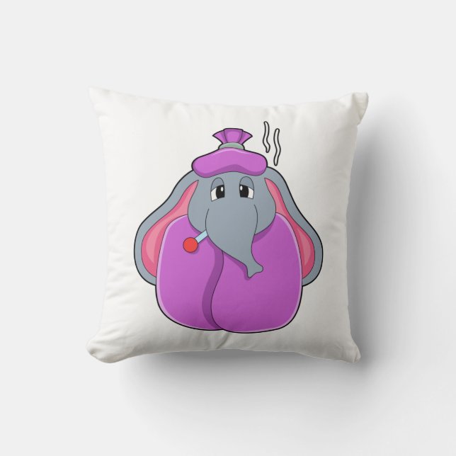 Elephant with Fever thermometer Throw Pillow (Front)