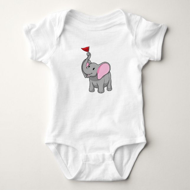 Elephant with Flag Baby Bodysuit (Front)