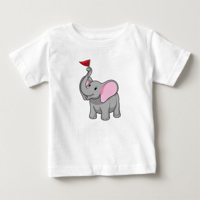 Elephant with Flag Baby T-Shirt (Front)