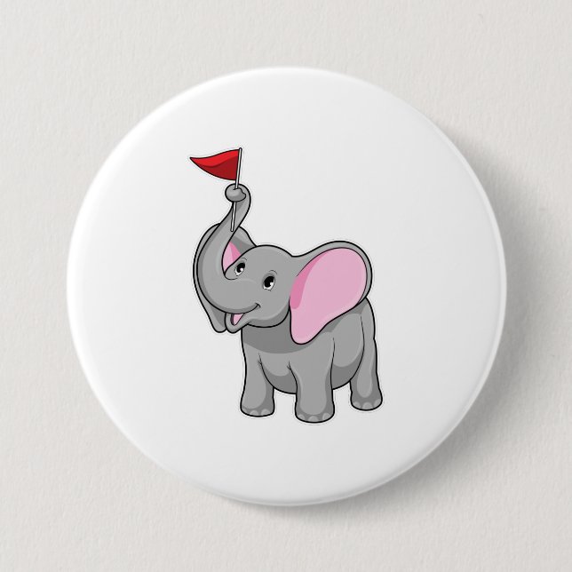 Elephant with Flag Button (Front)