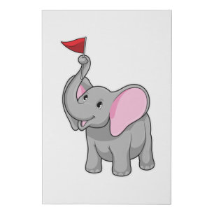 Elephant with Flag Faux Canvas Print