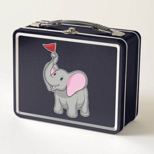 Elephant with Flag Metal Lunch Box