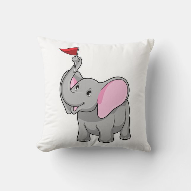 Elephant with Flag Throw Pillow (Front)
