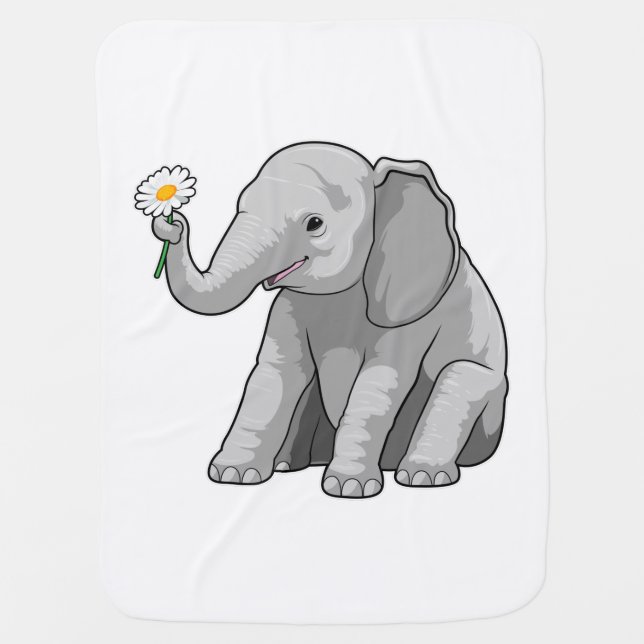 Elephant with Flower Baby Blanket (Front)