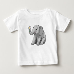 Elephant with Flower Baby T-Shirt