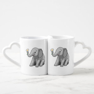 Elephant with Flower Coffee Mug Set