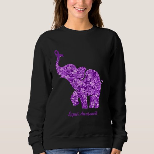 Elephant With Flower Lupus Awareness Ribbon Sweatshirt