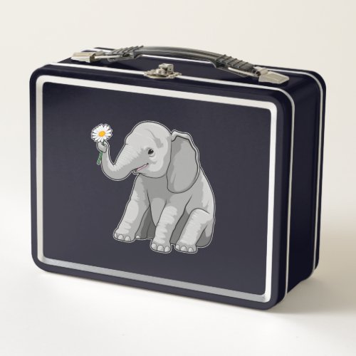 Elephant with Flower Metal Lunch Box