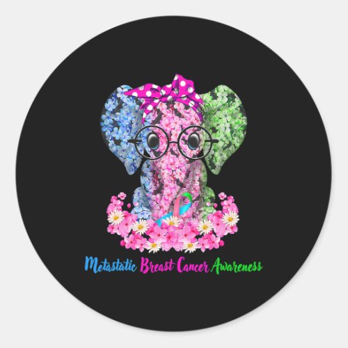 Elephant With Flower Metastatic Breast Cancer Awar Classic Round Sticker