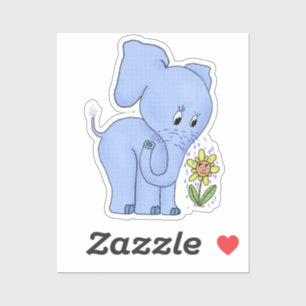 Elephant with flower sticker