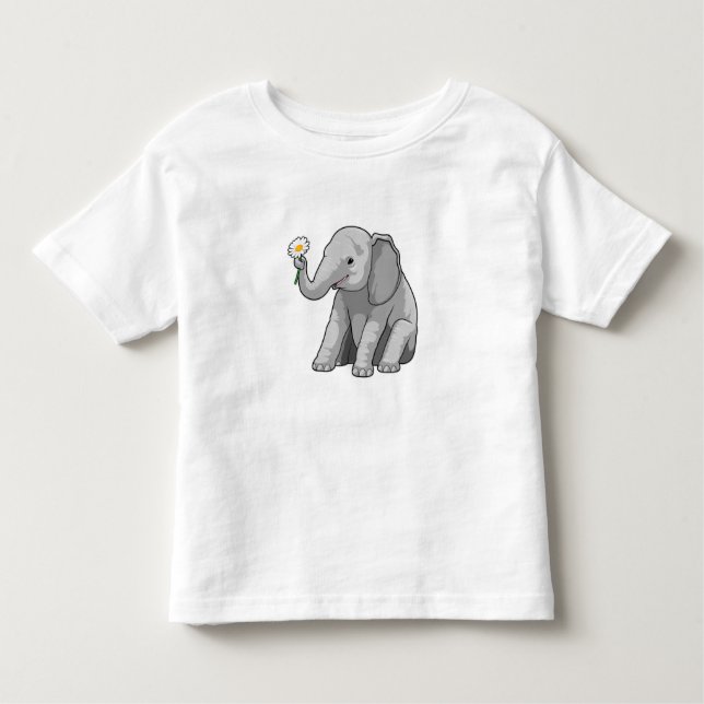 Elephant with Flower Toddler T-shirt (Front)