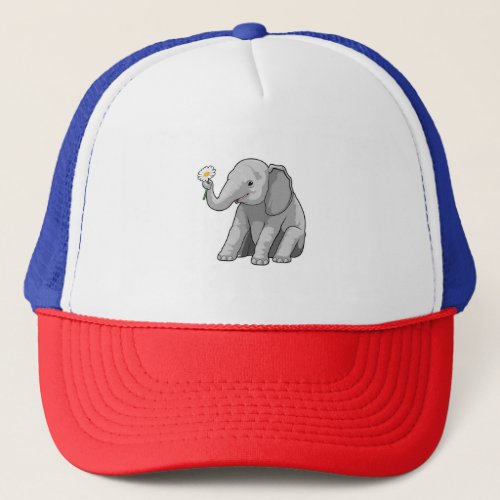 Elephant with Flower Trucker Hat