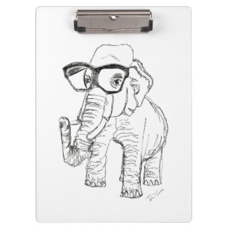Elephant with Glasses Clipboard